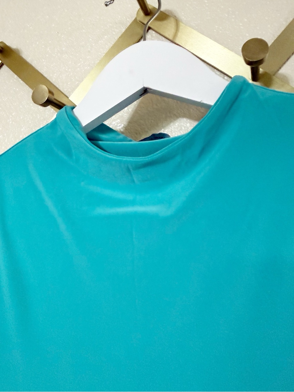 Naked Wardrobe Turquoise Aqua Double Jersey Knit Maxi Dress Mock Neck NEW - Picture 9 of 9